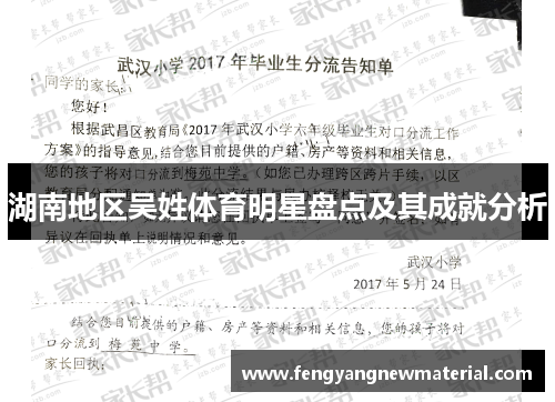 湖南地区吴姓体育明星盘点及其成就分析